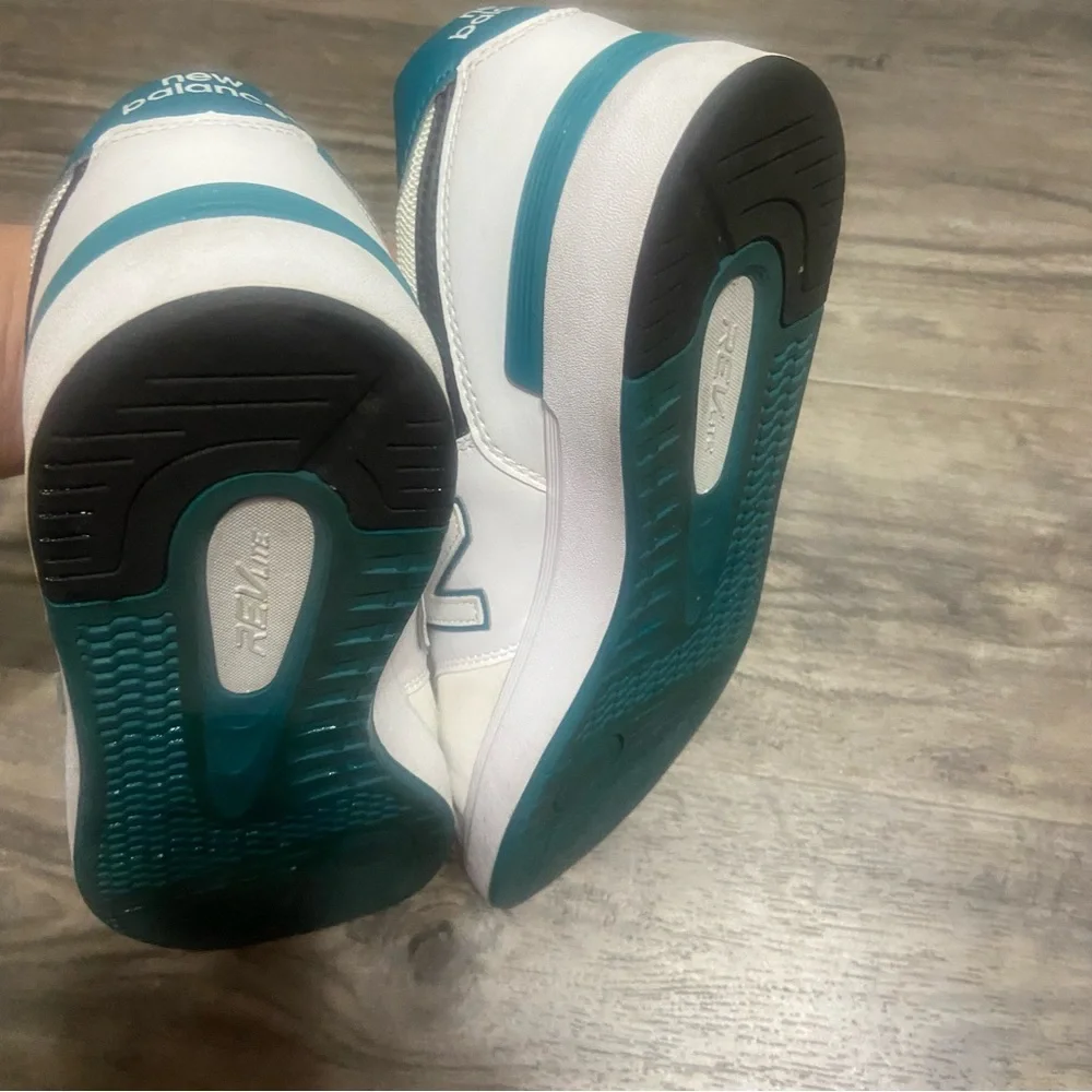 New Balance White and Teal Athletic Shoes